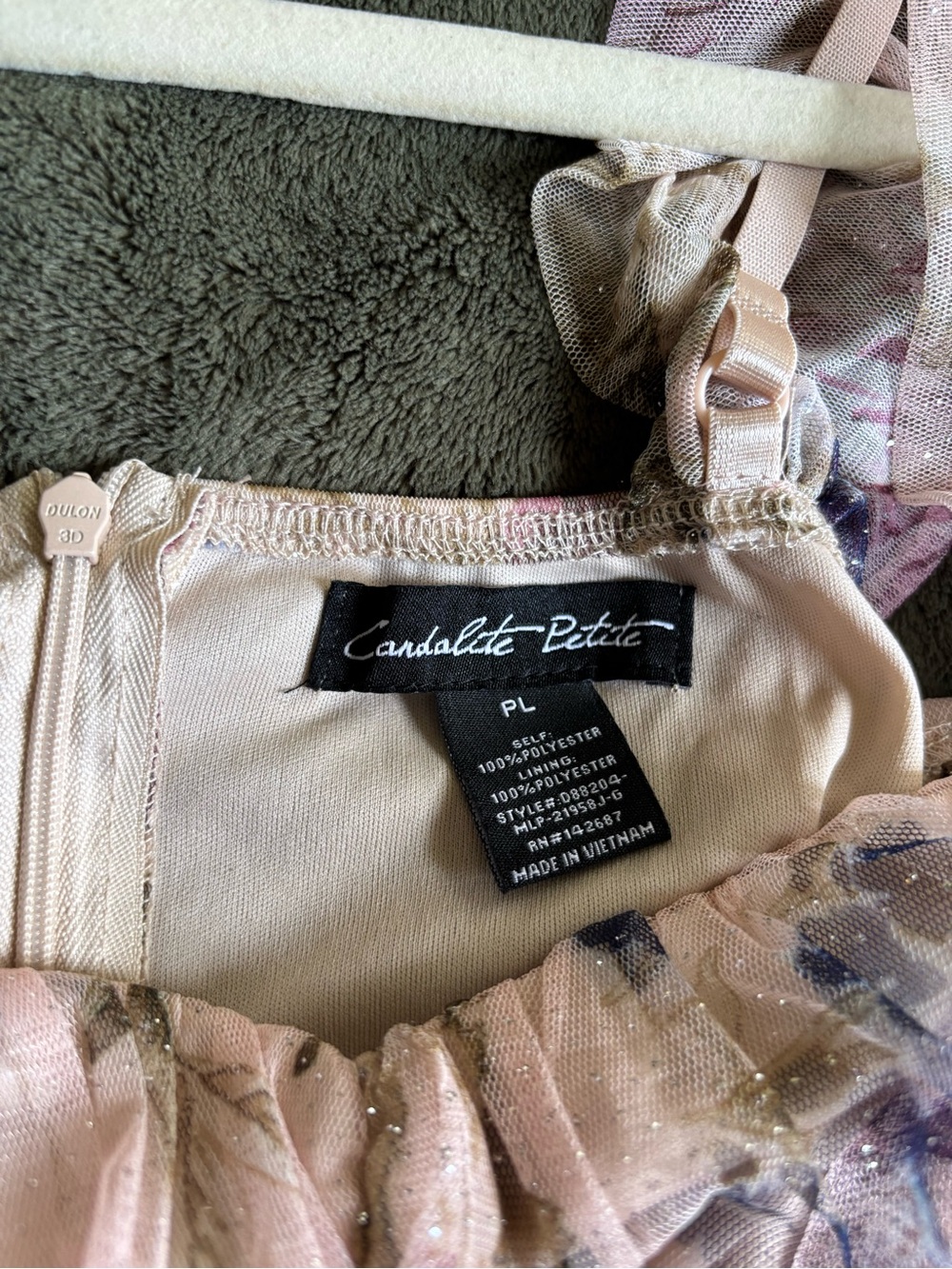 Candalite Floral Pink Chiffon Sparkle Maxi Dress PL - Picture 4 of 4